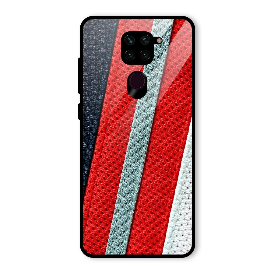 Black Red Grey Stripes Glass Back Case for Redmi Note 9