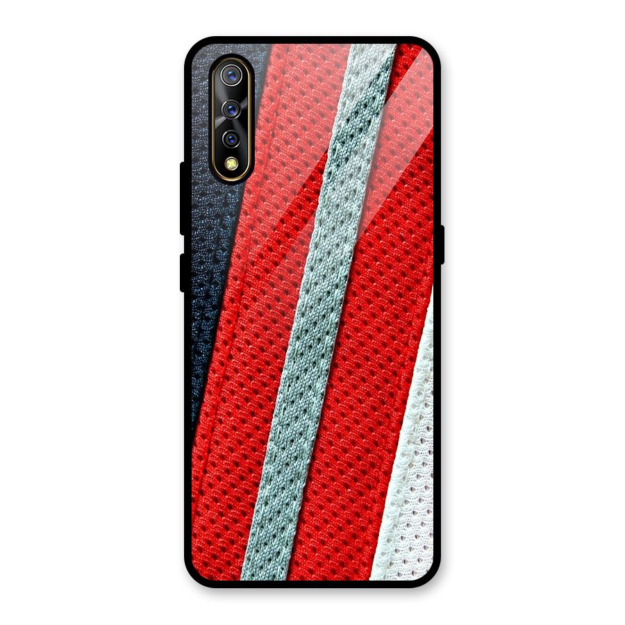 Black Red Grey Stripes Glass Back Case for Vivo S1