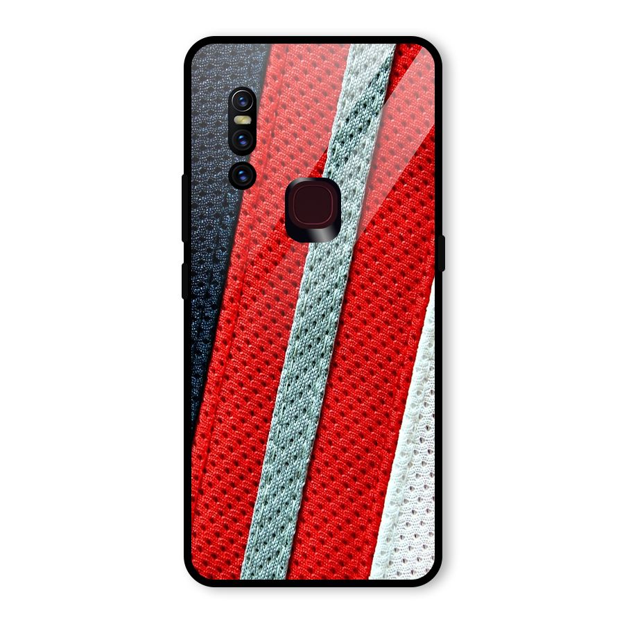 Black Red Grey Stripes Glass Back Case for Vivo V15