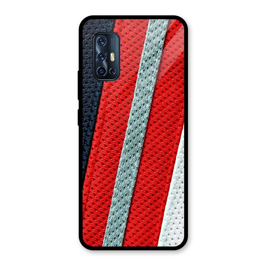 Black Red Grey Stripes Glass Back Case for Vivo V17