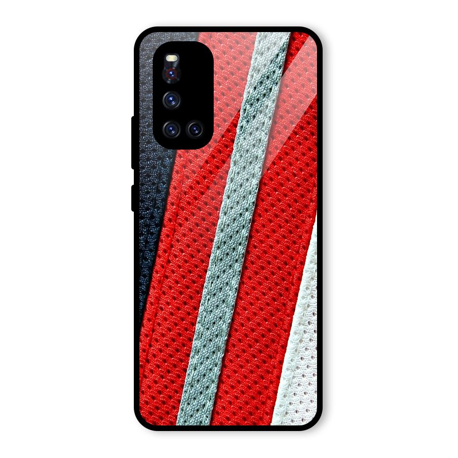 Black Red Grey Stripes Glass Back Case for Vivo V19