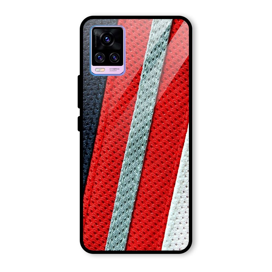 Black Red Grey Stripes Glass Back Case for Vivo V20 Pro