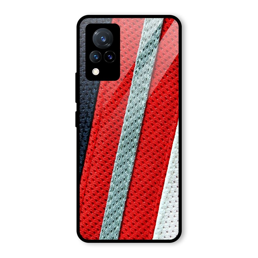 Black Red Grey Stripes Glass Back Case for Vivo V21 5G