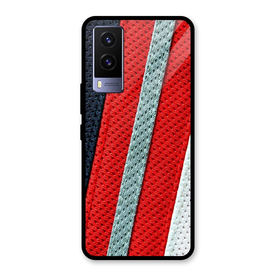 Black Red Grey Stripes Glass Back Case for Vivo V21e 5G