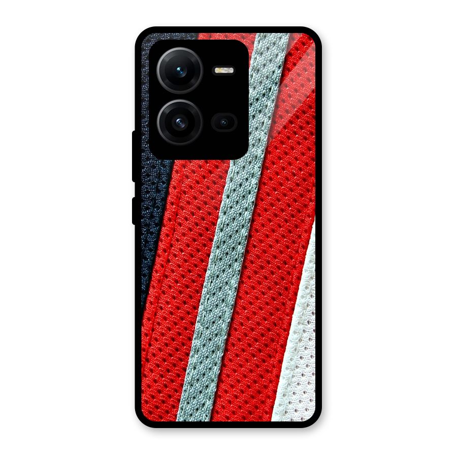 Black Red Grey Stripes Glass Back Case for Vivo V25