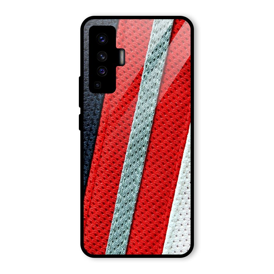 Black Red Grey Stripes Glass Back Case for Vivo X50