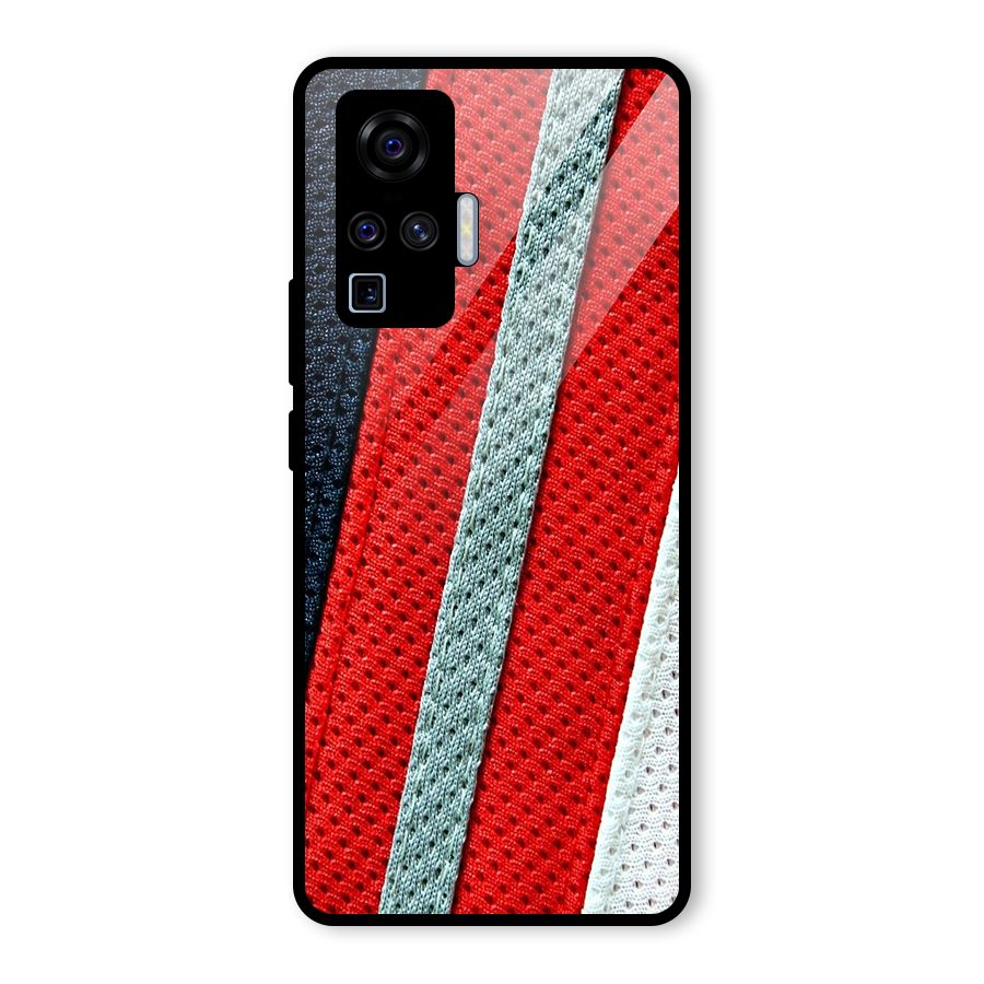 Black Red Grey Stripes Glass Back Case for Vivo X50 Pro