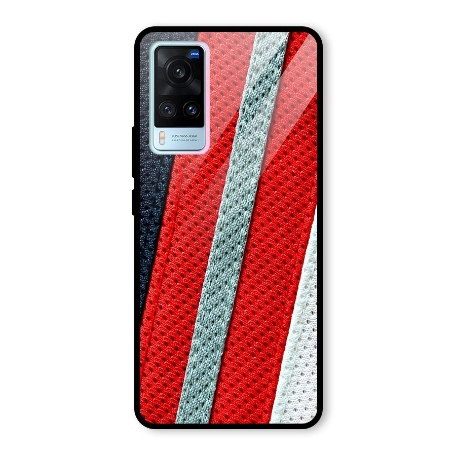 Black Red Grey Stripes Glass Back Case for Vivo X60