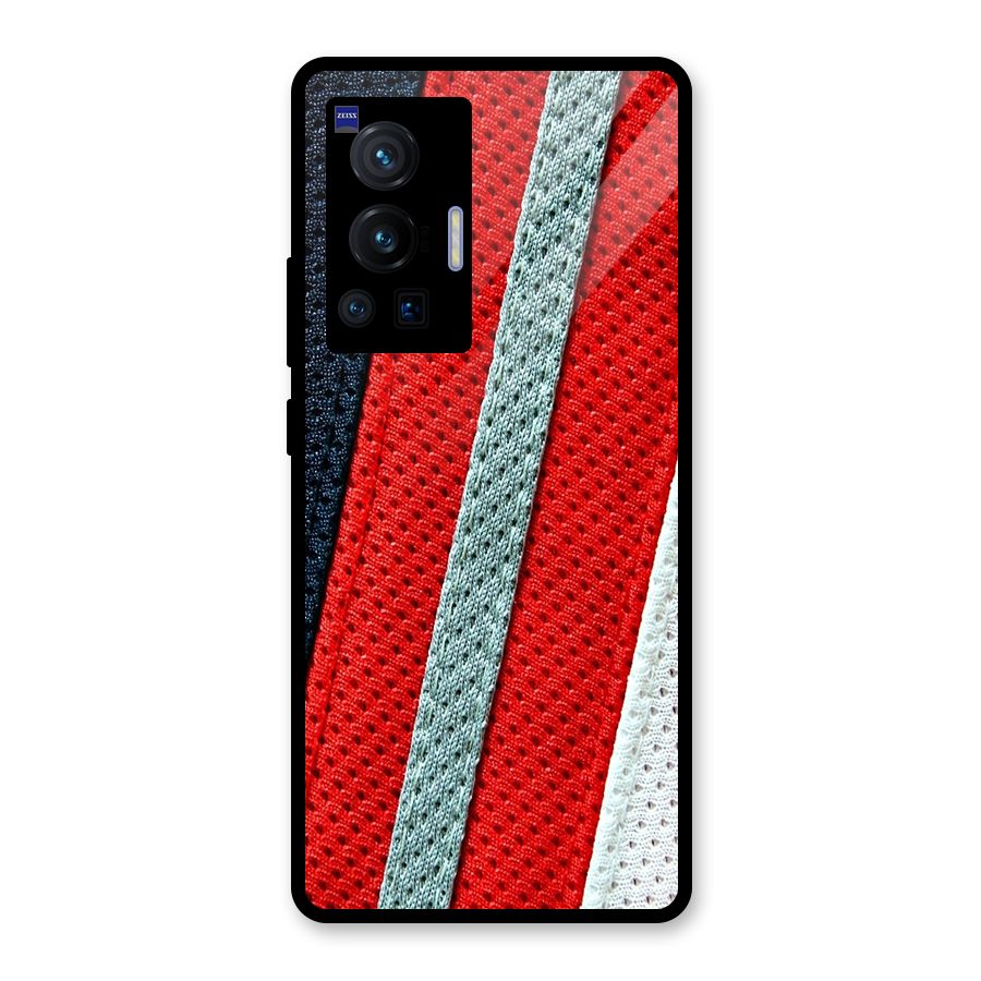 Black Red Grey Stripes Glass Back Case for Vivo X70 Pro