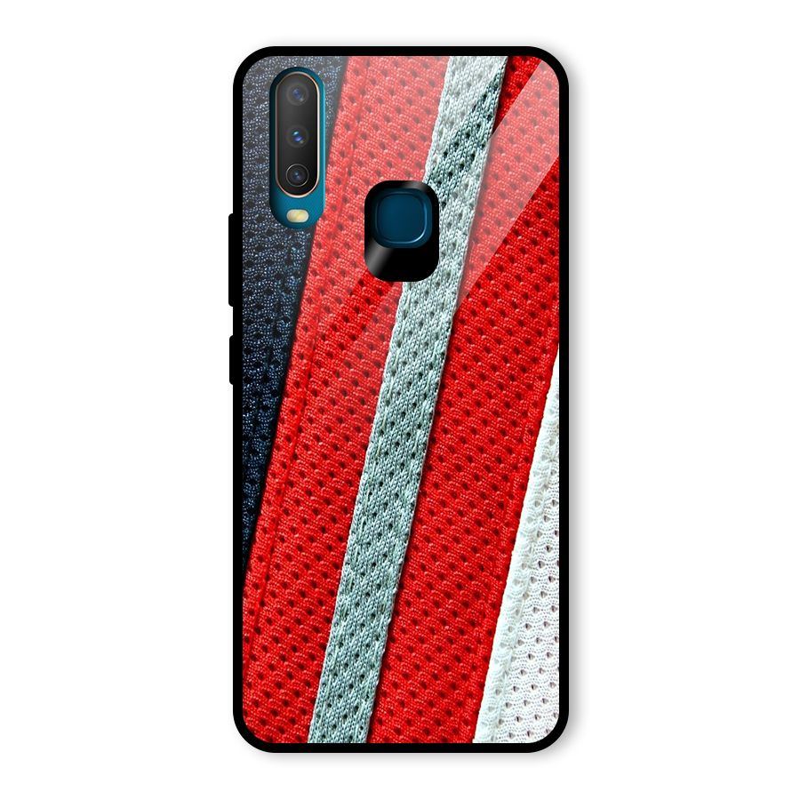 Black Red Grey Stripes Glass Back Case for Vivo Y17
