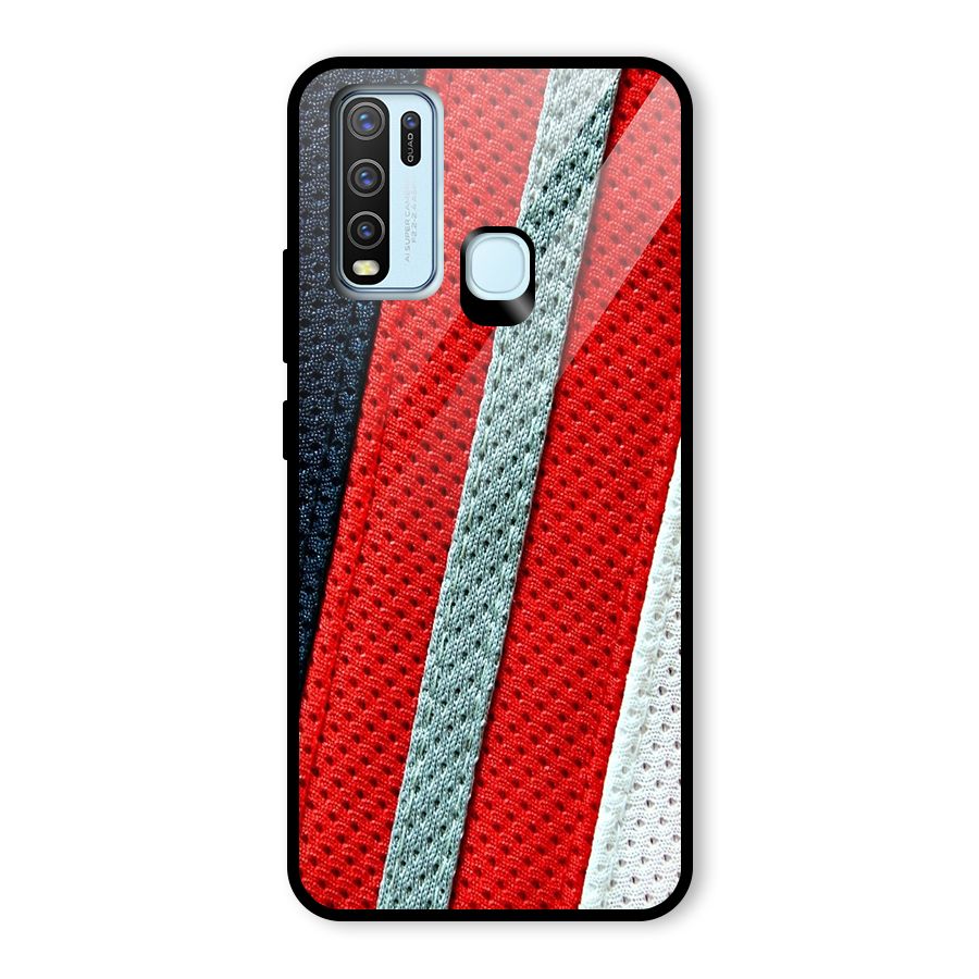 Black Red Grey Stripes Glass Back Case for Vivo Y30