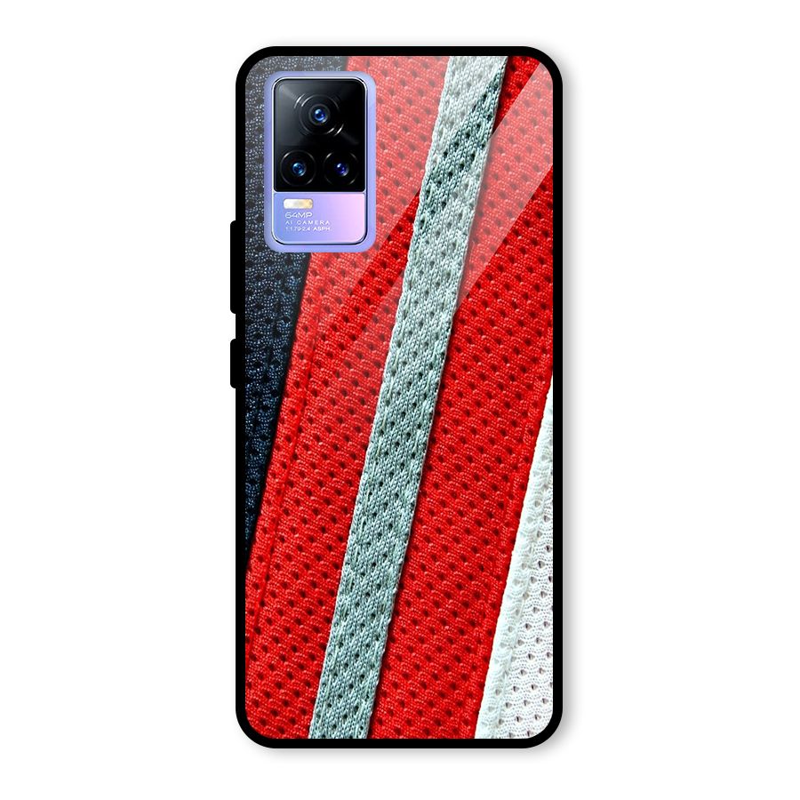 Black Red Grey Stripes Glass Back Case for Vivo Y73