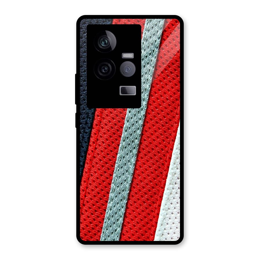 Black Red Grey Stripes Glass Back Case for Vivo iQOO 11 5G