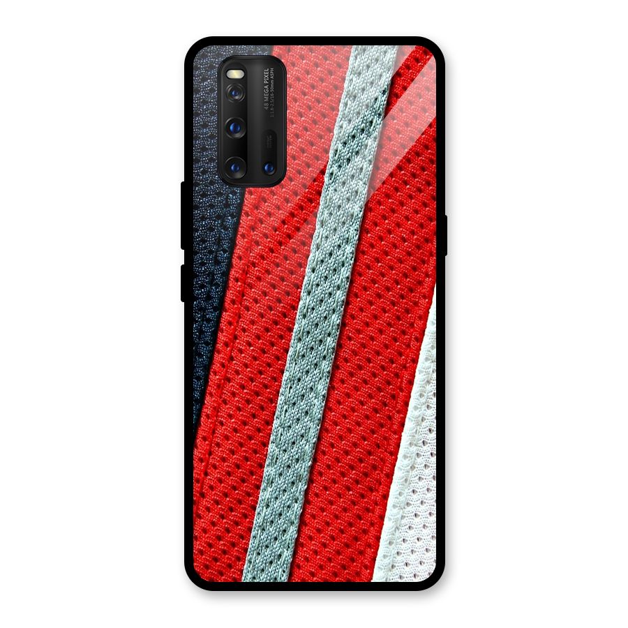Black Red Grey Stripes Glass Back Case for Vivo iQOO 3