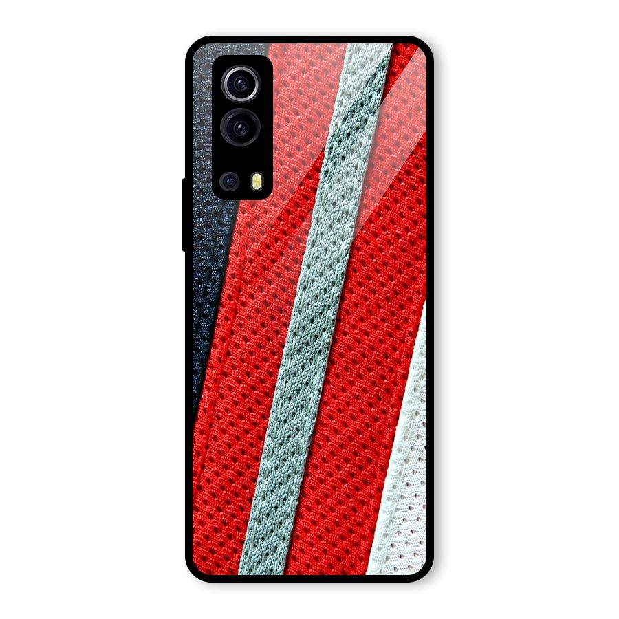 Black Red Grey Stripes Glass Back Case for Vivo iQOO Z3