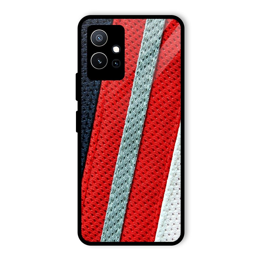 Black Red Grey Stripes Glass Back Case for Vivo iQOO Z6