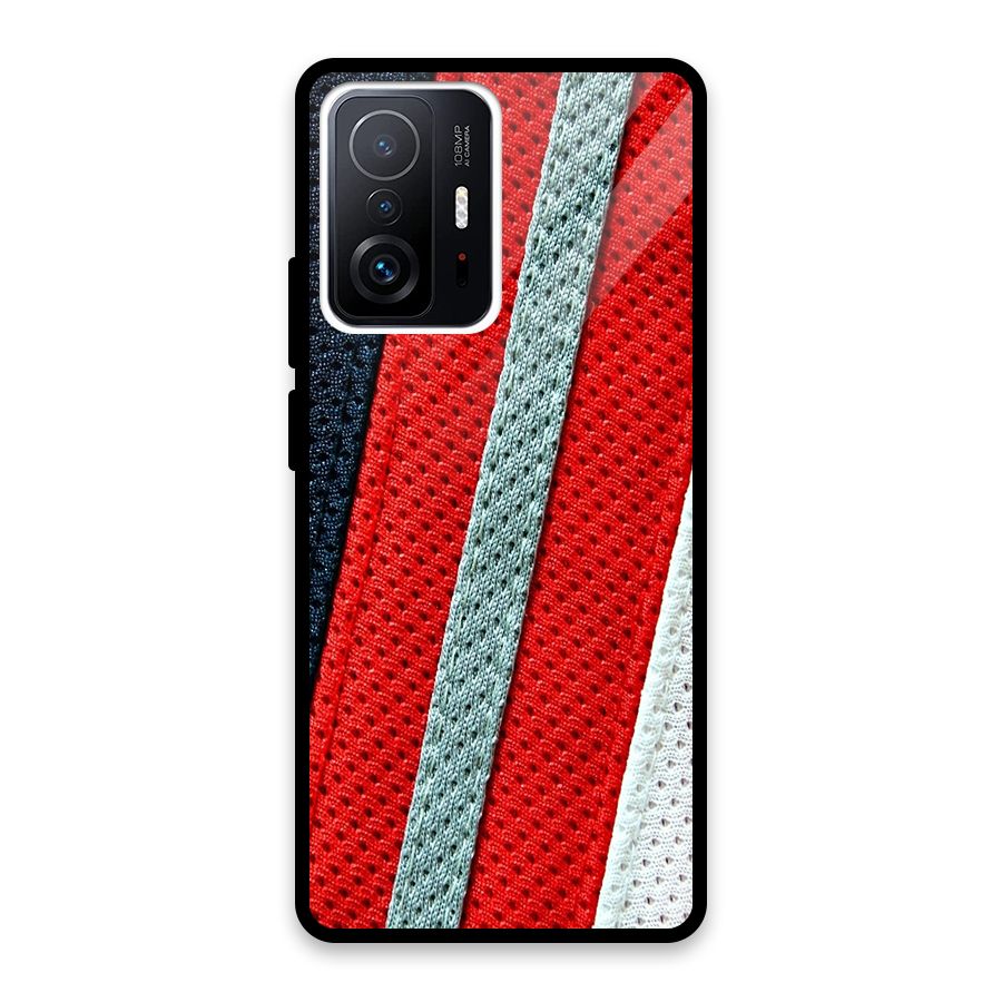 Black Red Grey Stripes Glass Back Case for Xiaomi 11T Pro