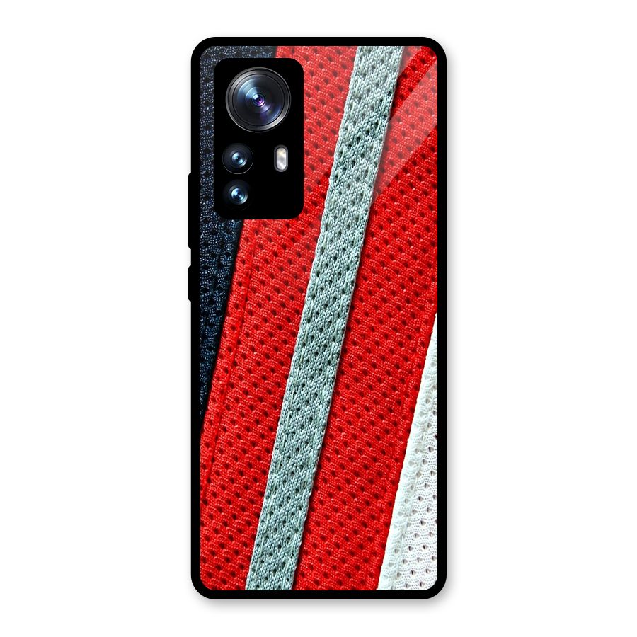 Black Red Grey Stripes Glass Back Case for Xiaomi 12 Pro
