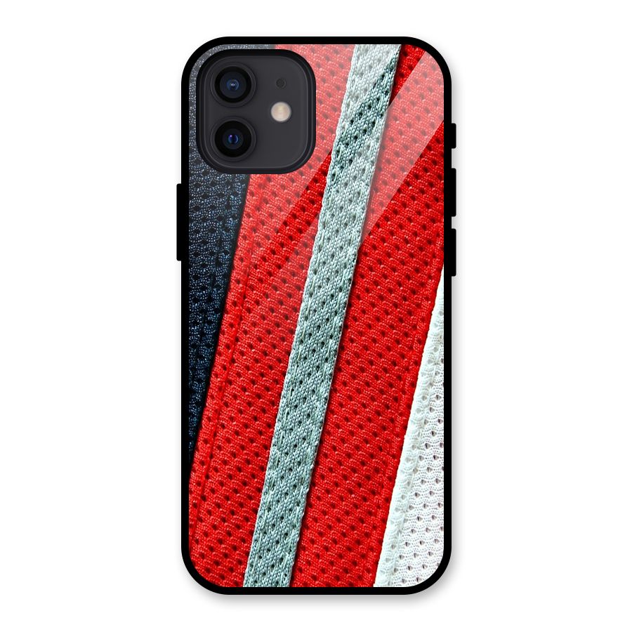 Black Red Grey Stripes Glass Back Case for iPhone 12