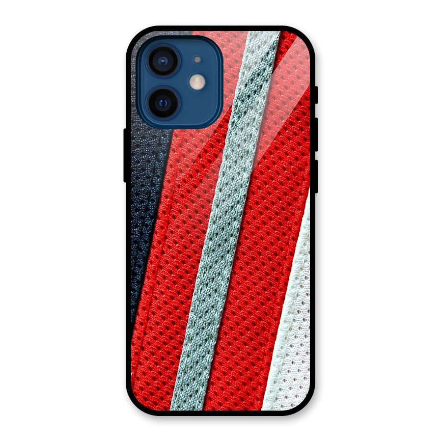 Black Red Grey Stripes Glass Back Case for iPhone 12 Mini
