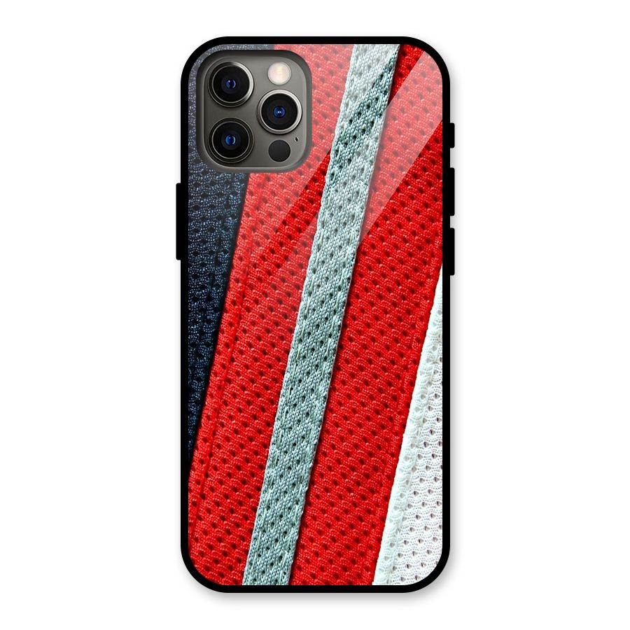 Black Red Grey Stripes Glass Back Case for iPhone 12 Pro