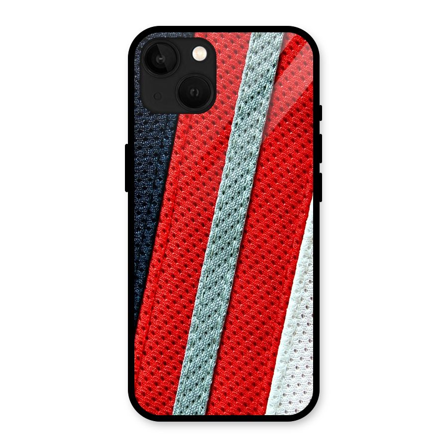 Black Red Grey Stripes Glass Back Case for iPhone 13