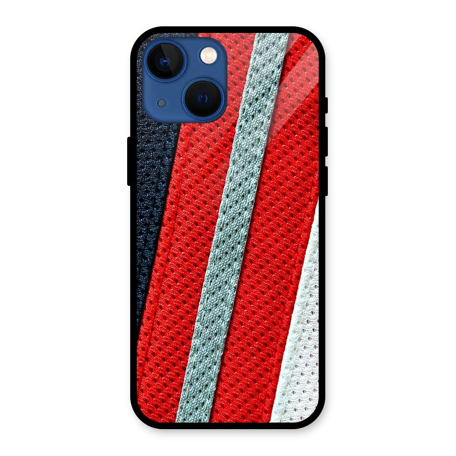 Black Red Grey Stripes Glass Back Case for iPhone 13 Mini