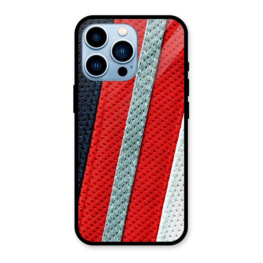 Black Red Grey Stripes Glass Back Case for iPhone 13 Pro