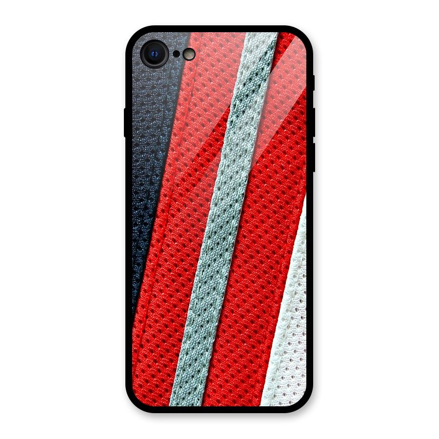 Black Red Grey Stripes Glass Back Case for iPhone SE 2022