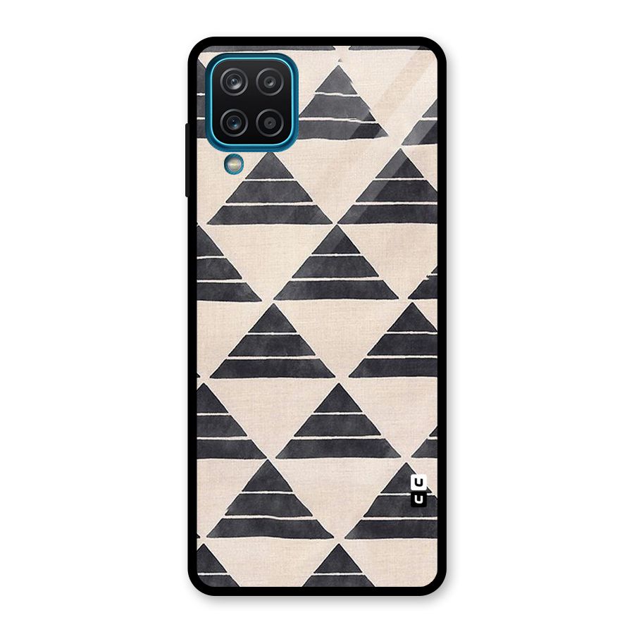 Black Slant Triangles Glass Back Case for Galaxy A12