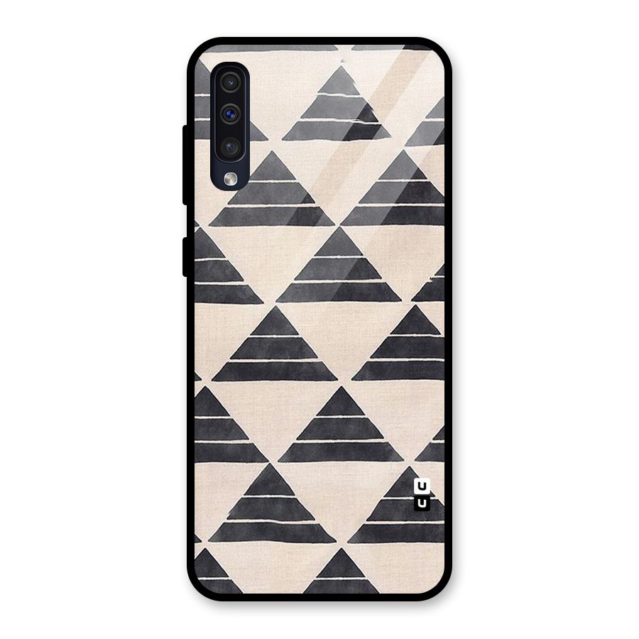 Black Slant Triangles Glass Back Case for Galaxy A30s
