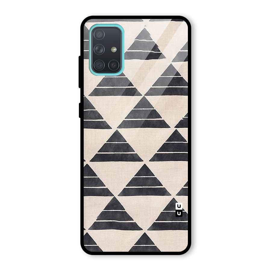 Black Slant Triangles Glass Back Case for Galaxy A71