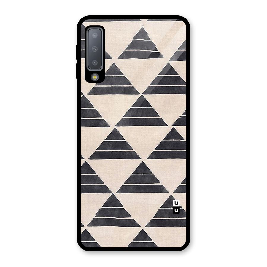 Black Slant Triangles Glass Back Case for Galaxy A7 (2018)