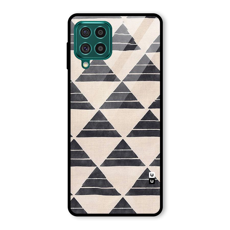 Black Slant Triangles Glass Back Case for Galaxy F62