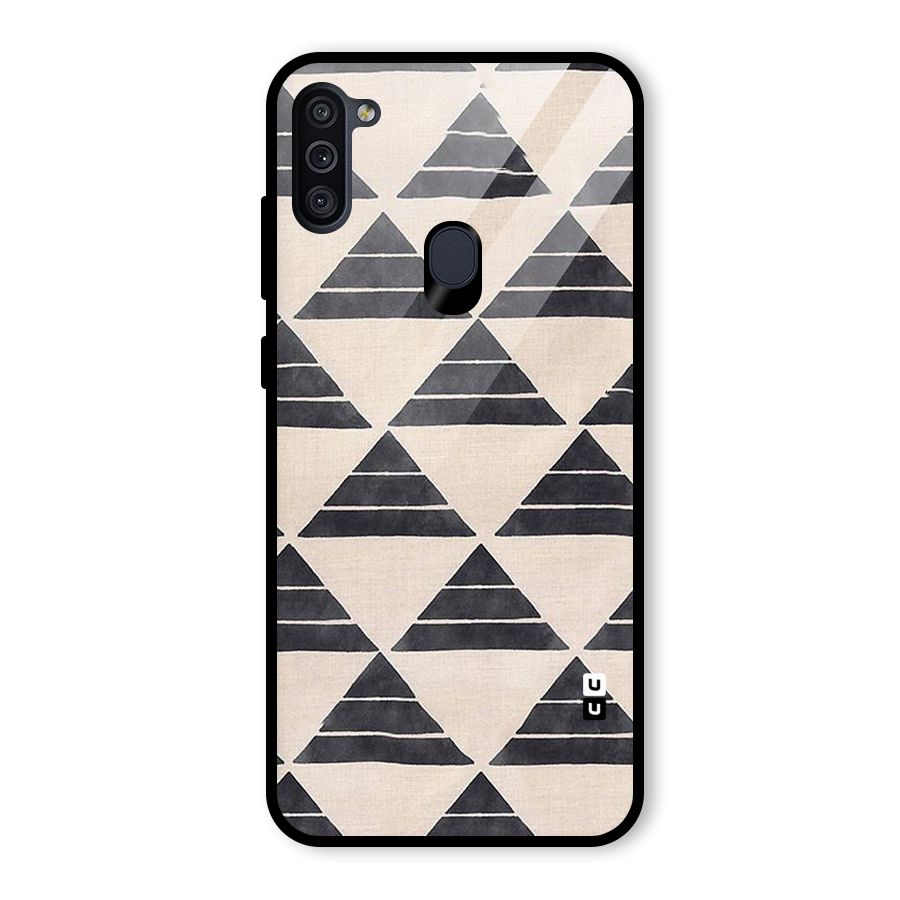 Black Slant Triangles Glass Back Case for Galaxy M11