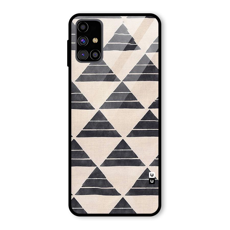 Black Slant Triangles Glass Back Case for Galaxy M31s