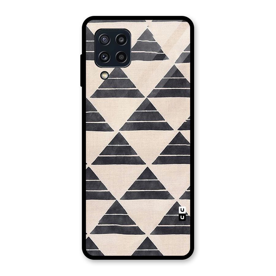 Black Slant Triangles Glass Back Case for Galaxy M32