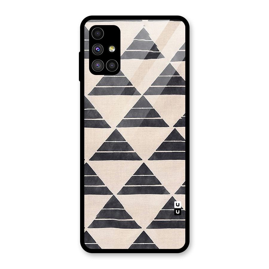 Black Slant Triangles Glass Back Case for Galaxy M51