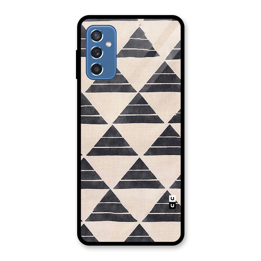 Black Slant Triangles Glass Back Case for Galaxy M52 5G
