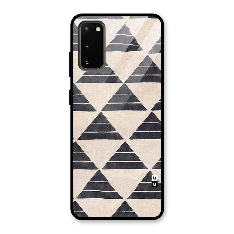 Black Slant Triangles Glass Back Case for Galaxy S20