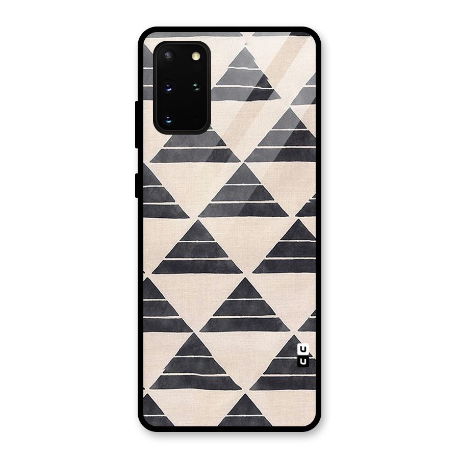 Black Slant Triangles Glass Back Case for Galaxy S20 Plus