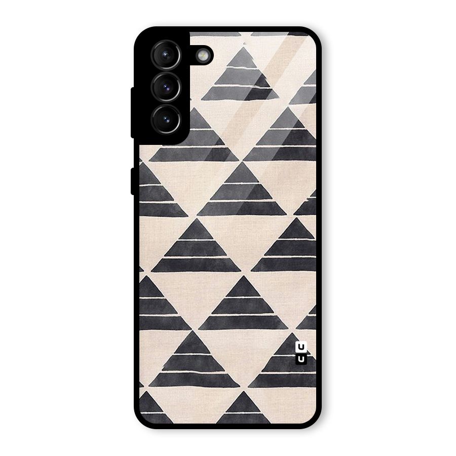 Black Slant Triangles Glass Back Case for Galaxy S21 Plus