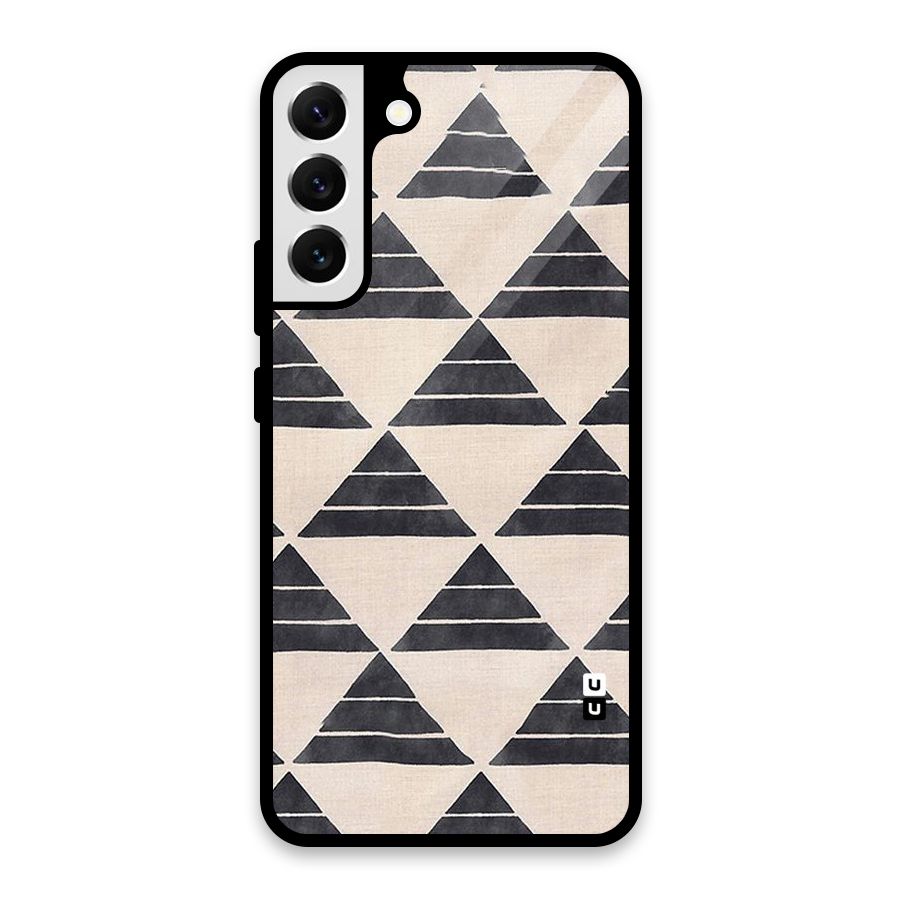 Black Slant Triangles Glass Back Case for Galaxy S22 Plus 5G