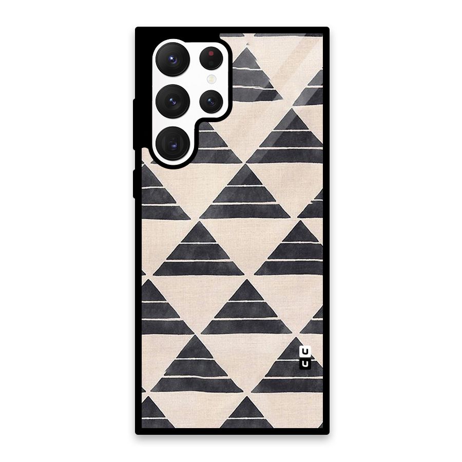Black Slant Triangles Glass Back Case for Galaxy S22 Ultra 5G