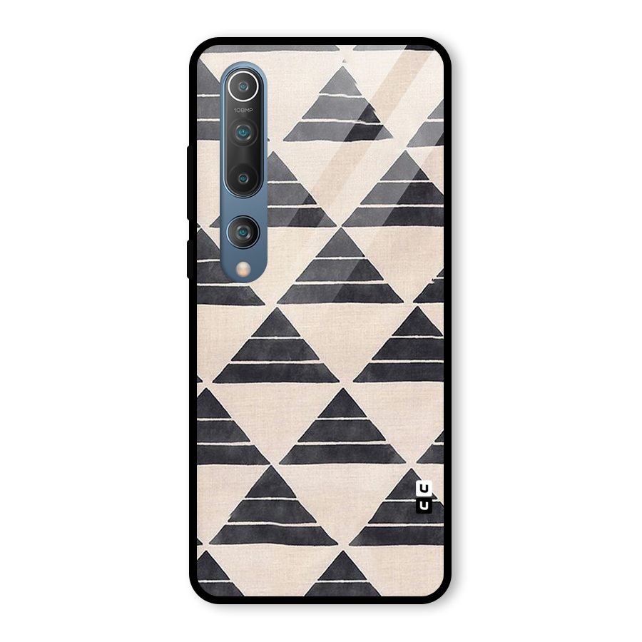 Black Slant Triangles Glass Back Case for Mi 10
