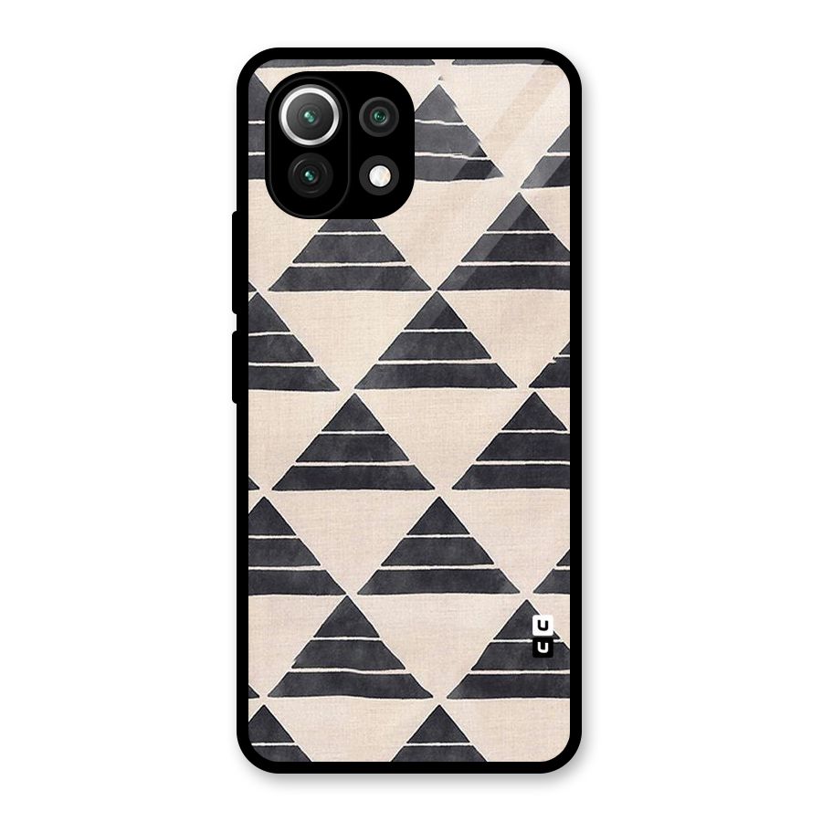 Black Slant Triangles Glass Back Case for Mi 11 Lite