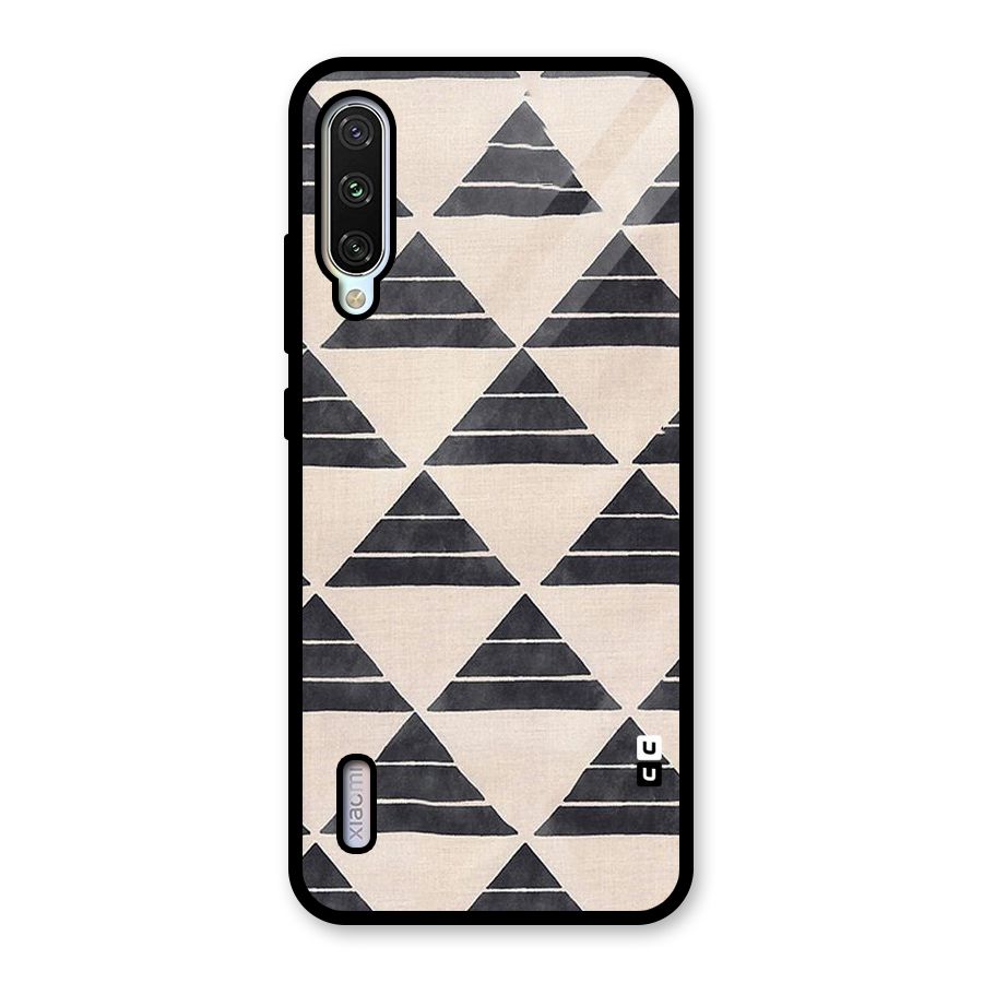Black Slant Triangles Glass Back Case for Mi A3