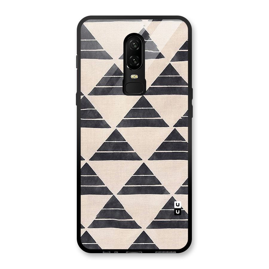 Black Slant Triangles Glass Back Case for OnePlus 6