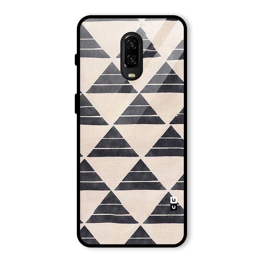 Black Slant Triangles Glass Back Case for OnePlus 6T