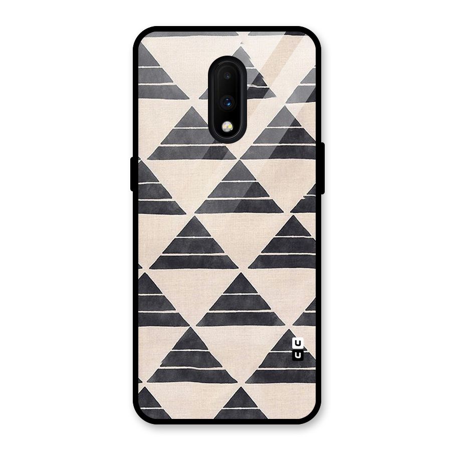 Black Slant Triangles Glass Back Case for OnePlus 7